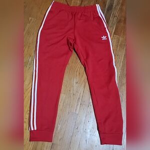 Adidas  Red Joggers with White Stripes